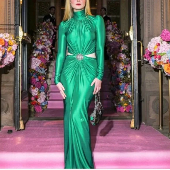 Paco Rabanne Long Sleeve Maxi Dress Emerald Green- Size 36. Worn once. - Picture 3 of 7